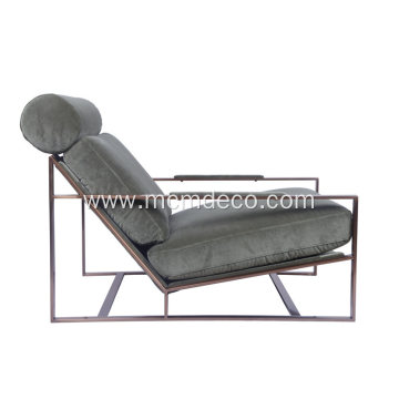 Modern Milo Baughman Fabric Lounge Chair with Ottoman